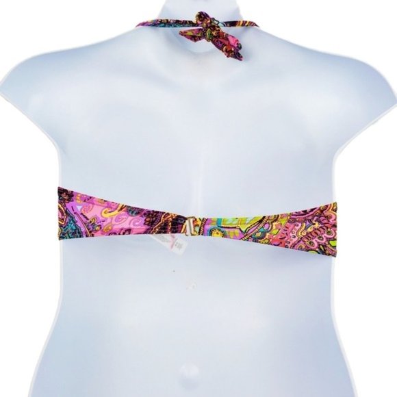 Victoria's Secret Womens Pink Paisley Halter Neck Swimsuit Bikini Top Size 36D - Picture 2 of 8